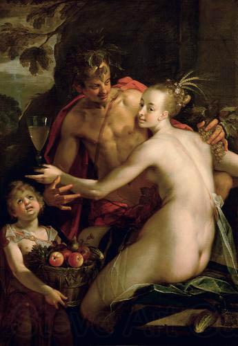 Hans von Aachen Bacchus Ceres and Amor France oil painting art